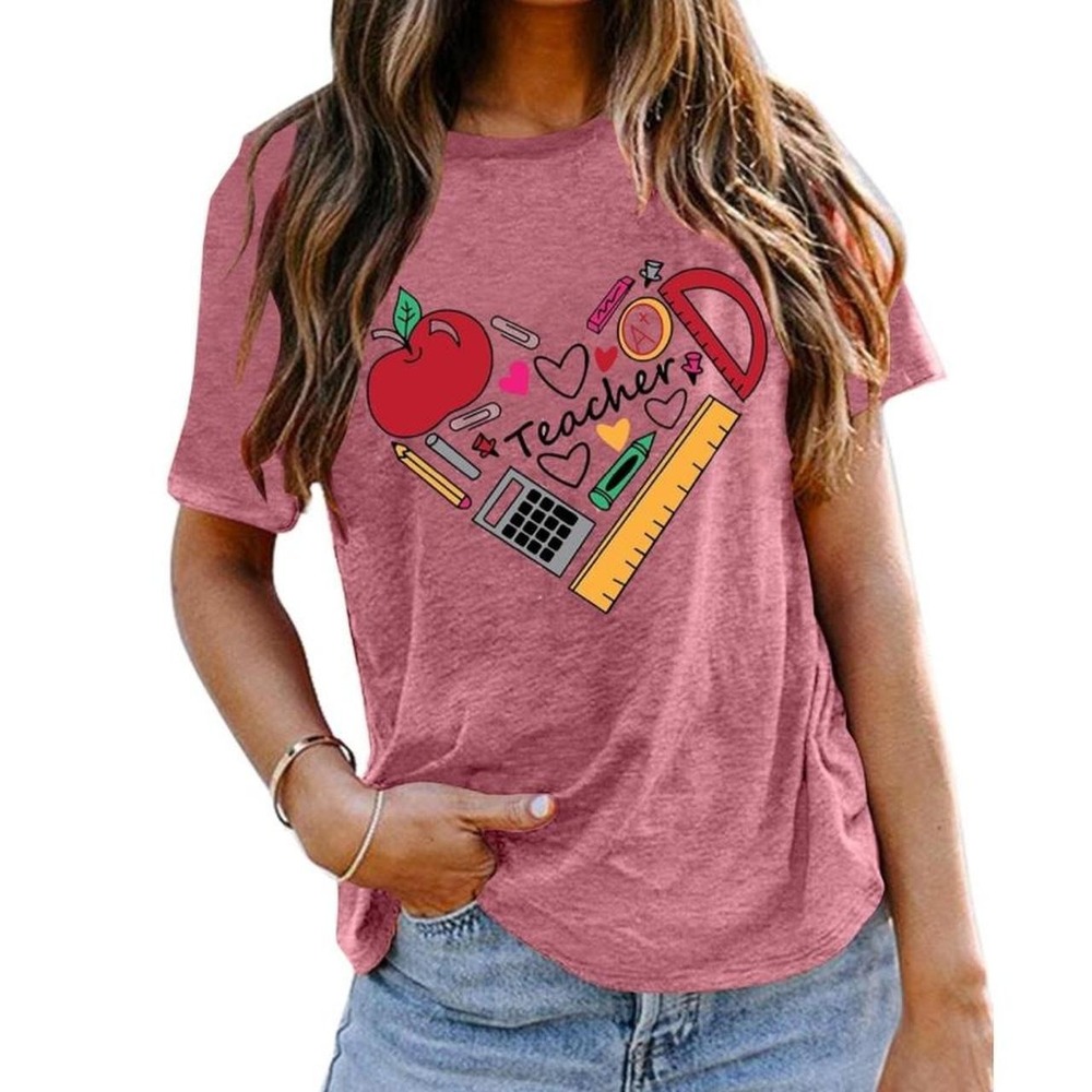 Women's Teacher heart graphic tee Teacher Shirts for Women